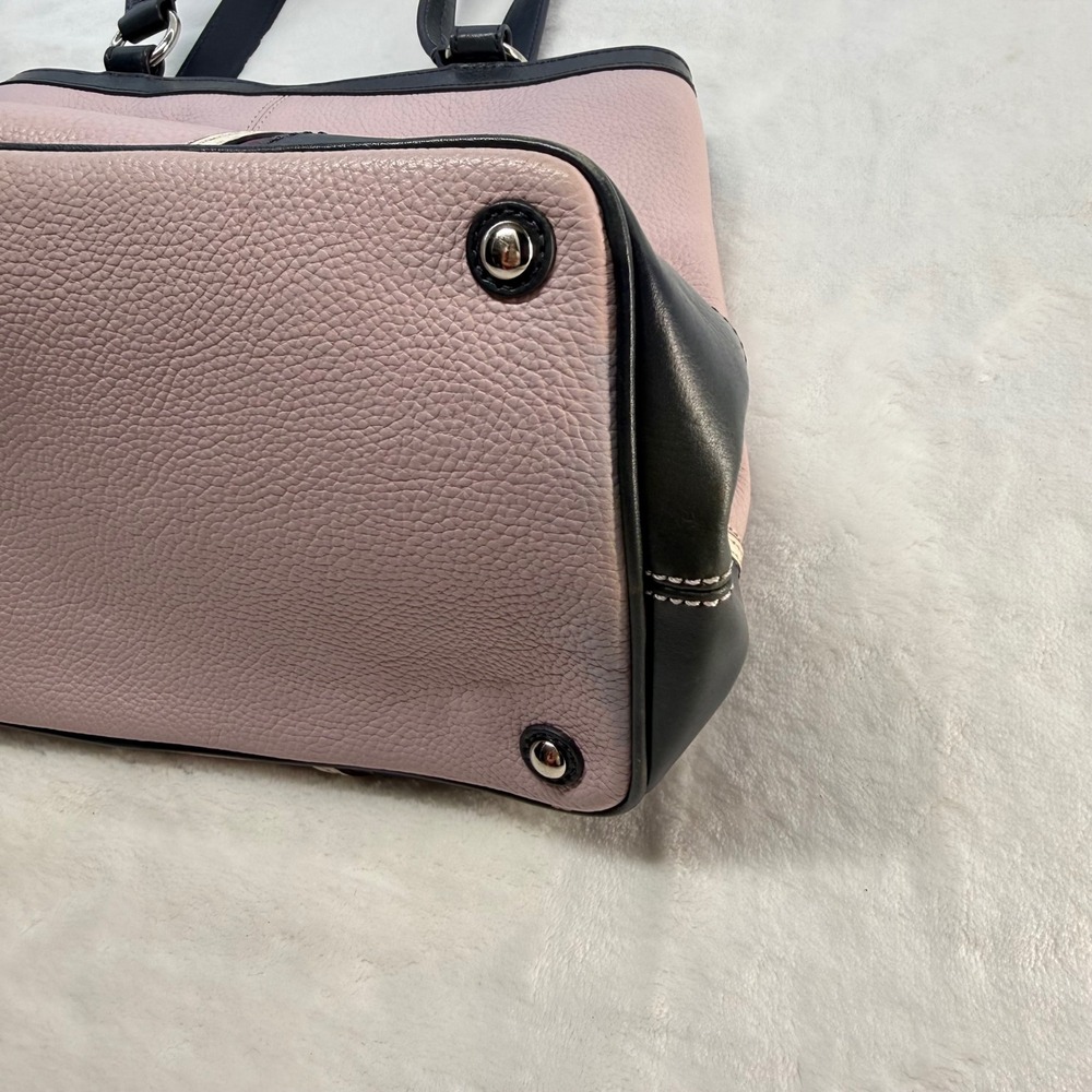 Coach Laura Spectator Satchel Lavender Leather Navy Detailing Kiss-Lock Closure - Picture 7 of 16